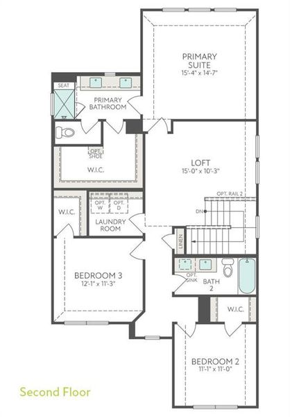 2D floor plan layout of this home in Garden Collection at Union Park, Little Elm, TX (Image 4).