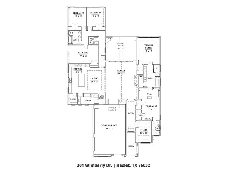 2D floor plan layout of this home in NorthGlen, Haslet, TX (Image 5).
