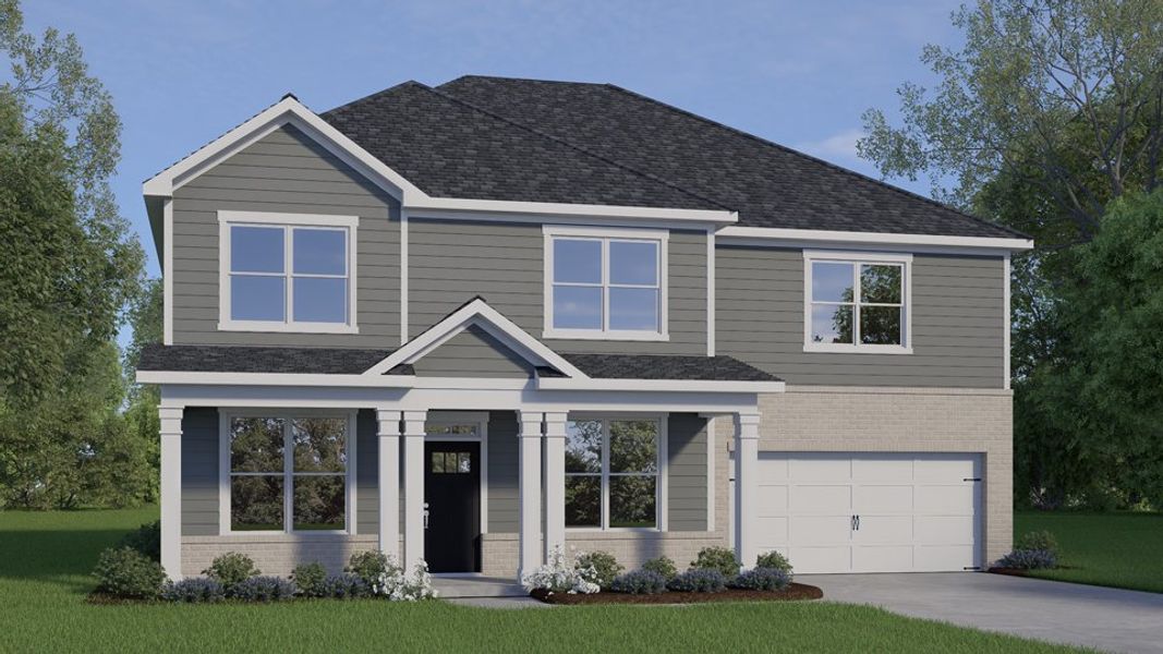 Representative exterior photo of a completed home built from the Tillery by D.R. Horton in Eagle Creek, Fuquay Varina, NC (Image 1). Representative exterior photo of a completed home built from the Tillery by D.R. Horton in Eagle Creek, Fuquay Varina, NC (Image 1).