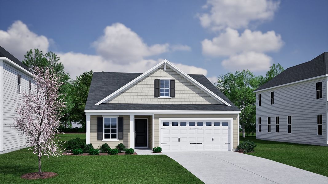 Front exterior of a new home in Hainer Place, Conway, SC, highlighting curb appeal (Image 1). Front exterior of a new home in Hainer Place, Conway, SC, highlighting curb appeal (Image 1).