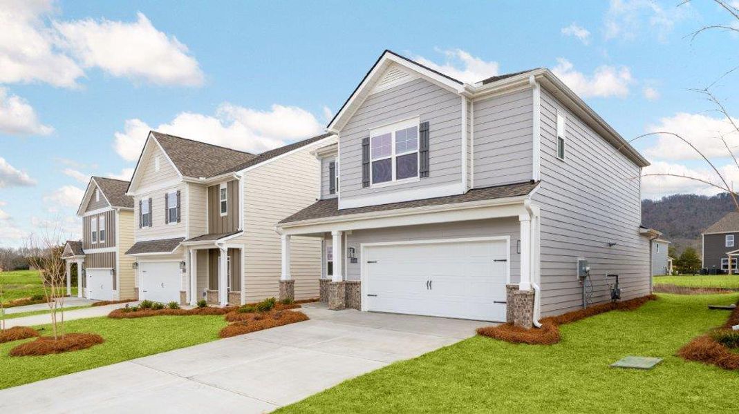 Front exterior of a new home in Harbor Crest, Ooltewah, TN, highlighting curb appeal (Image 1).
