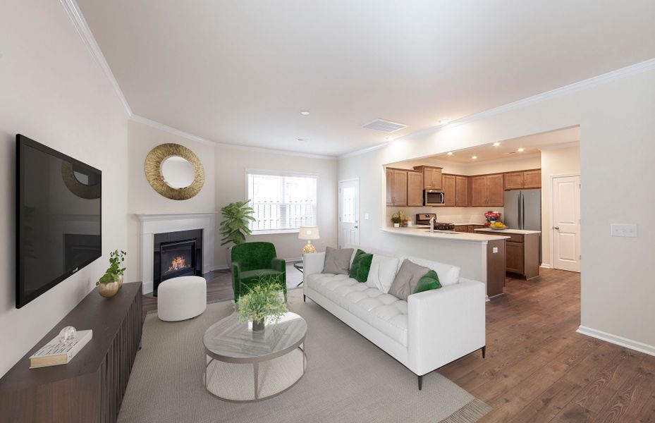Representative furnished interior of a home built from the Badin by Pulte Homes in Parkside Crossing, Charlotte (Image 125).