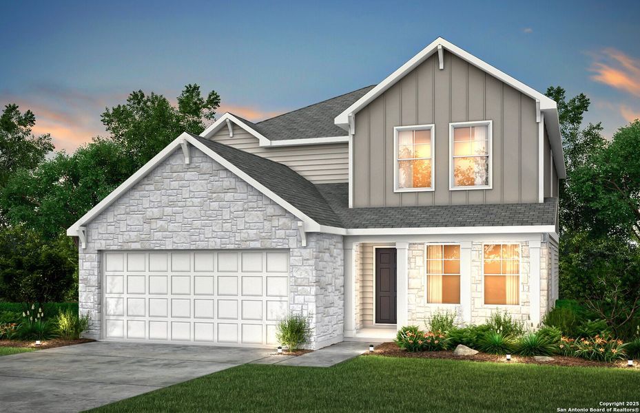 Front exterior of a new home in , San Antonio, TX, highlighting curb appeal (Image 1).