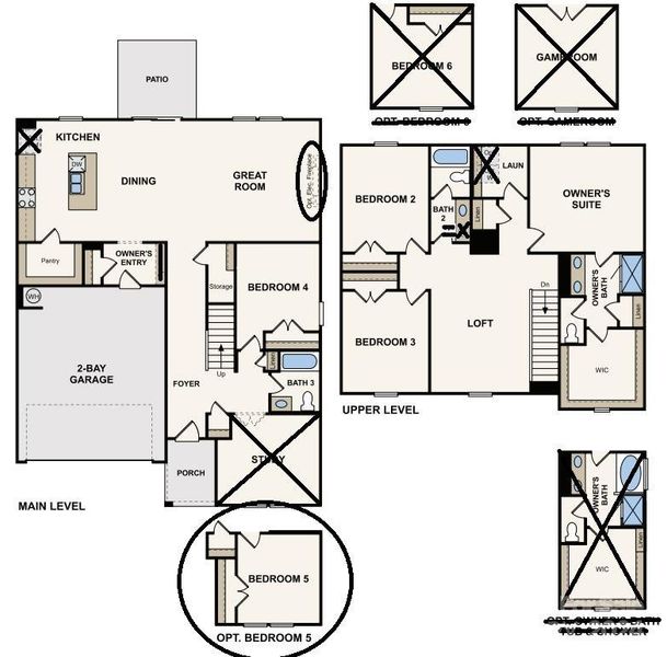 The Harding Floor Plan with a Fireplace and TWO Bedrooms on the Main!