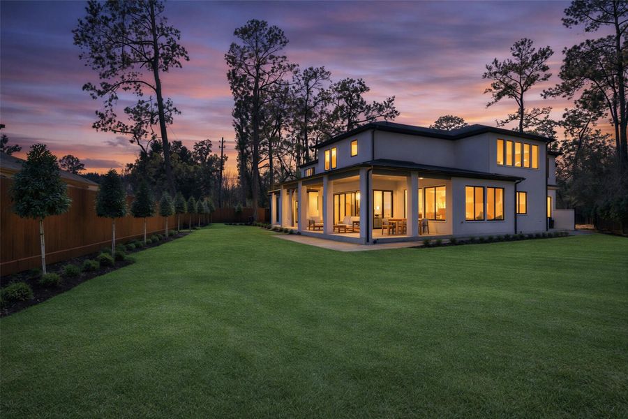 Rendering: Large backyard with covered patio