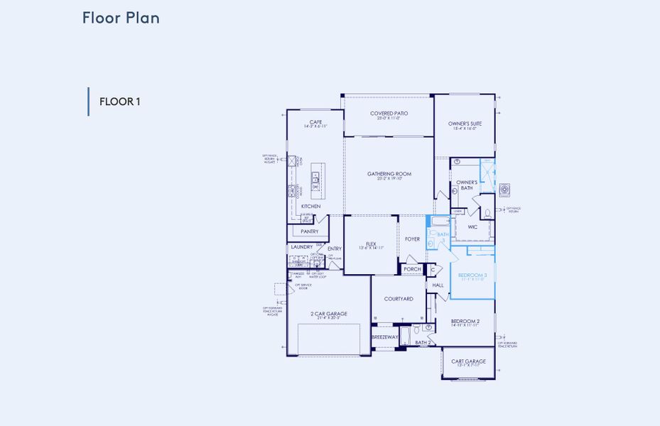 2D floor plan layout of this home in Sun City Anthem at Merrill Ranch, Florence, AZ (Image 5).