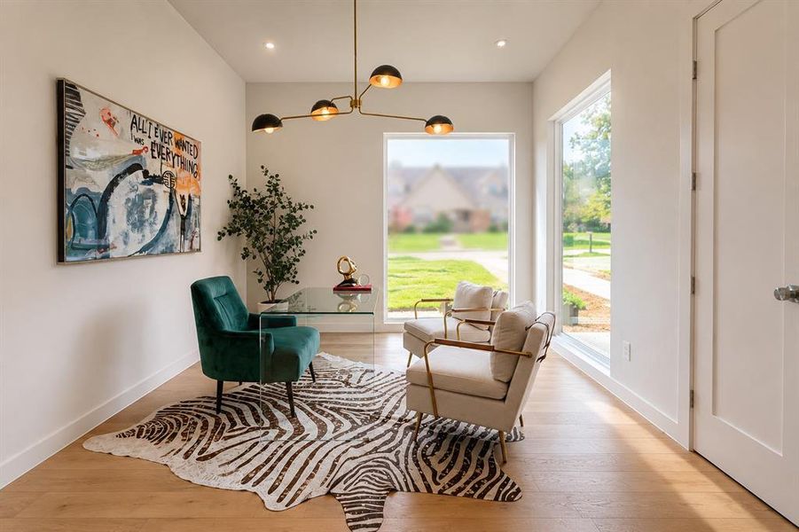 Perched n the front of the home, the natural light is perfect for circadian rhythms and zoom calls.