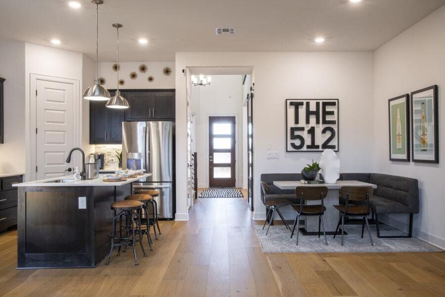 Furnished interior view inside a new home in Cascades at Onion Creek, Austin (Image 12). Furnished interior view inside a new home in Cascades at Onion Creek, Austin (Image 12).