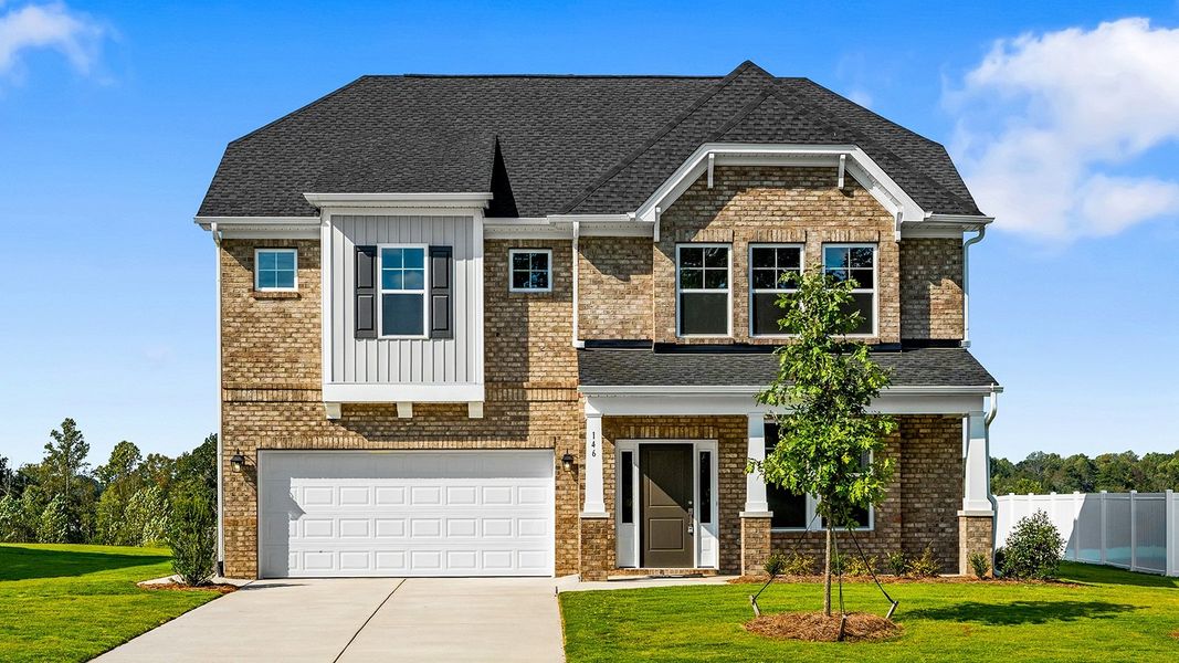 Front exterior of a new home in Fieldstone, Lexington, NC, highlighting curb appeal (Image 1). Front exterior of a new home in Fieldstone, Lexington, NC, highlighting curb appeal (Image 1).