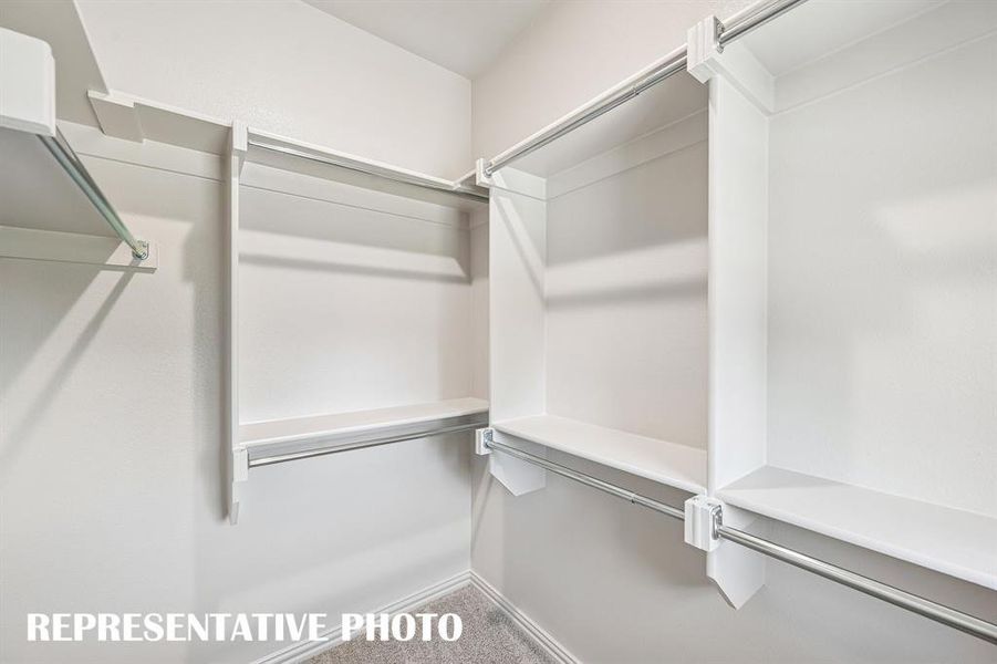 Plenty of hanging space in this dream owner's closet!  REPRESENTATIVE PHOTO