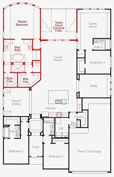 2D floor plan layout of this home in The Highlands, Porter, TX (Image 2). 2D floor plan layout of this home in The Highlands, Porter, TX (Image 2).