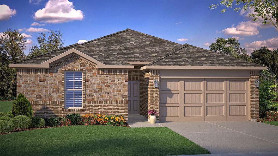 Representative exterior photo of a completed home built from the The Tupelo by D.R. Horton in Allen Farms, Lubbock, TX (Image 2).