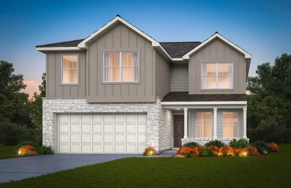 Front exterior of a new home in Davis Ranch, San Antonio, TX, highlighting curb appeal (Image 1). Front exterior of a new home in Davis Ranch, San Antonio, TX, highlighting curb appeal (Image 1).