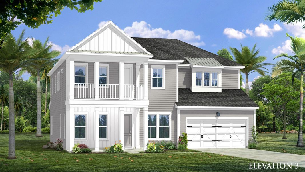 Representative exterior photo of a completed home built from the Stonehaven  II by DRB Homes in Oak Landing, Mount Pleasant, SC (Image 13).