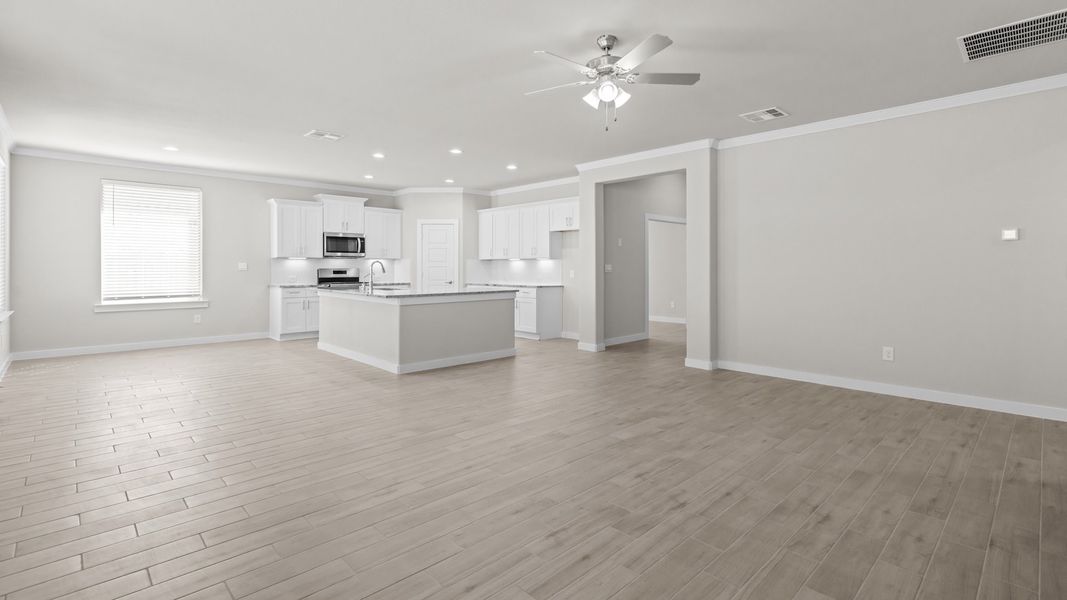Representative unfurnished interior of a home built from the LAKEMONT by D.R. Horton in Northwest Passage, Midland (Image 12). Representative unfurnished interior of a home built from the LAKEMONT by D.R. Horton in Northwest Passage, Midland (Image 12).