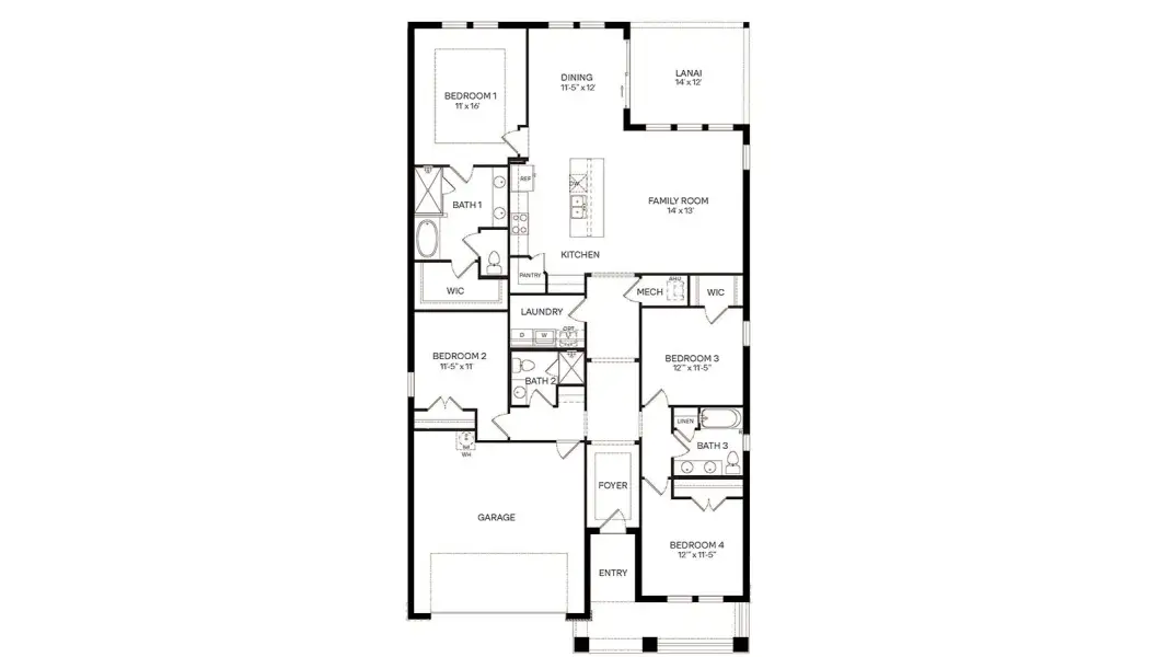 2D floor plan layout of this home in Hawthorne Ranch, Lakeland, FL (Image 4).