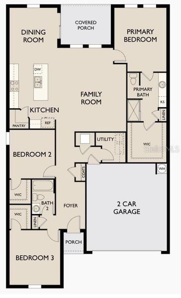 2D floor plan layout of this home in Hawks Run, Kissimmee, FL (Image 2).