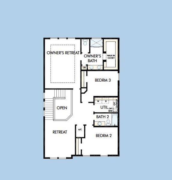 2D floor plan layout for the The Elsner II by David Weekley Homes in Evergreen Island at Silverleaf - Classic, St. Augustine, FL (Image 3).