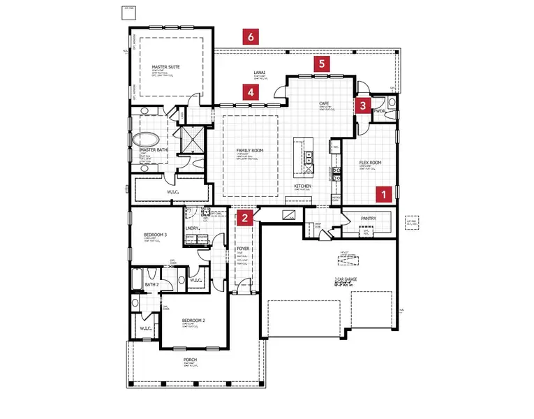 2D floor plan layout for the Tanner - Hidden Creek by MasterCraft Builder Group in SilverLeaf, St. Augustine, FL (Image 3).