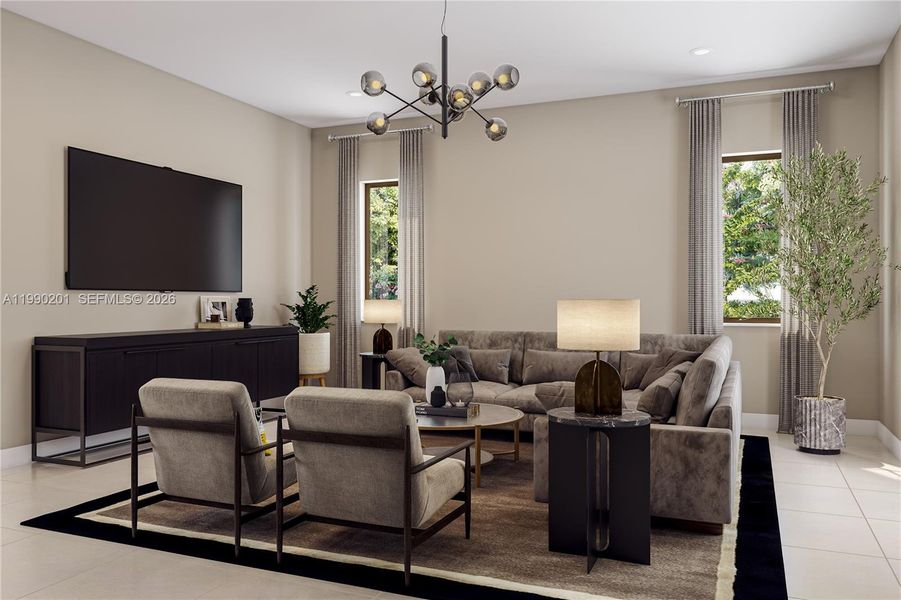 Furnished interior view inside a new home in Greenview at Presidential, Miami (Image 3).