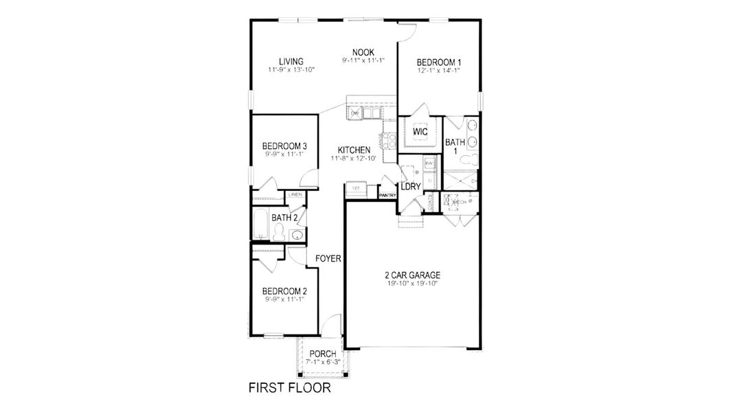 2D floor plan layout for the Adair by D.R. Horton in Granary, Johnstown, CO (Image 3).
