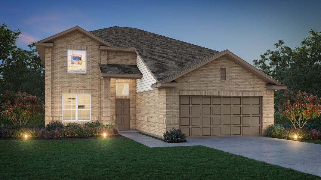 Representative exterior photo of a completed home built from the The Summit by Legend Homes in Bluestem, Brookshire, TX (Image 7). Representative exterior photo of a completed home built from the The Summit by Legend Homes in Bluestem, Brookshire, TX (Image 7).