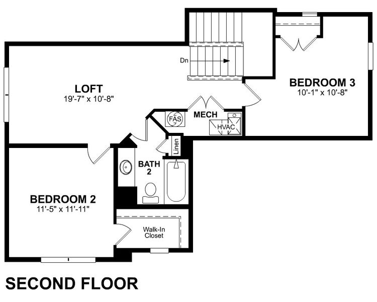 2D floor plan layout for the Windsor by Beazer Homes in Somerset, Myrtle Beach, SC (Image 4).