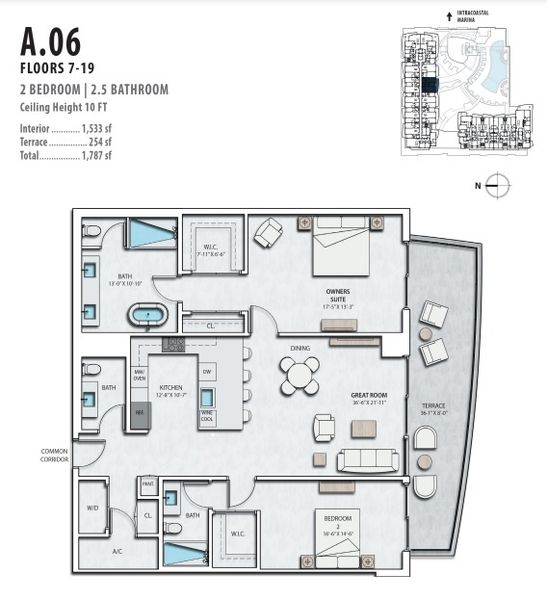 2D floor plan layout for the A.06 by Forest Development in Nautilus 220, Lake Park, FL (Image 1). 2D floor plan layout for the A.06 by Forest Development in Nautilus 220, Lake Park, FL (Image 1).