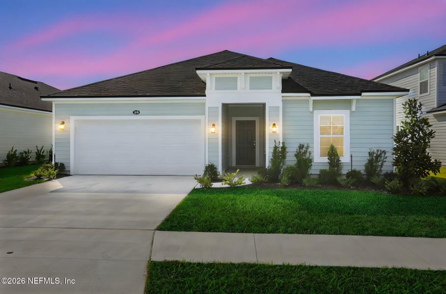 Front exterior of a new home in Amberly, Green Cove Springs, FL, highlighting curb appeal (Image 21).