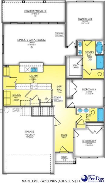 2D floor plan layout of this home in The Grove, Florence, SC (Image 1). 2D floor plan layout of this home in The Grove, Florence, SC (Image 1).