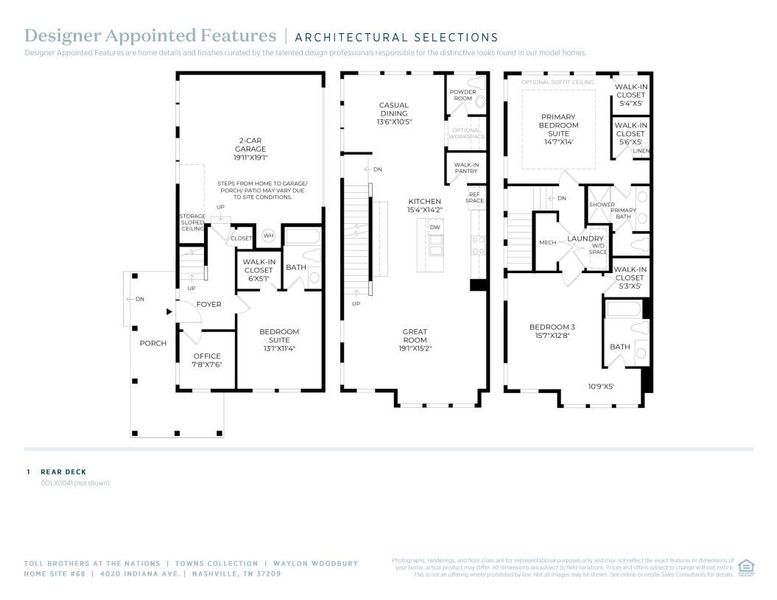 2D floor plan layout of this home in The Nations - Towns, Nashville, TN (Image 5).