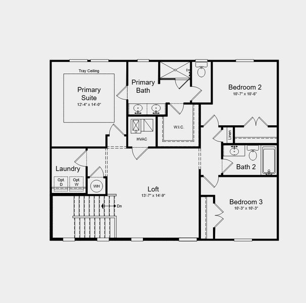 2D floor plan layout for the Azalea by Taylor Morrison in Weatherfield, Buford, GA (Image 4).
