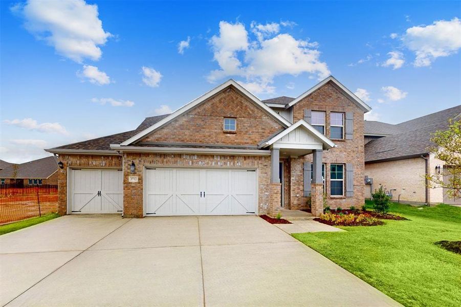 Front exterior of a new home in Lilybrooke at Legacy Hills, Celina, TX, highlighting curb appeal (Image 18). Front exterior of a new home in Lilybrooke at Legacy Hills, Celina, TX, highlighting curb appeal (Image 18).
