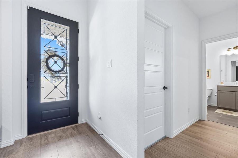 Entryway featuring light wood-style flooring