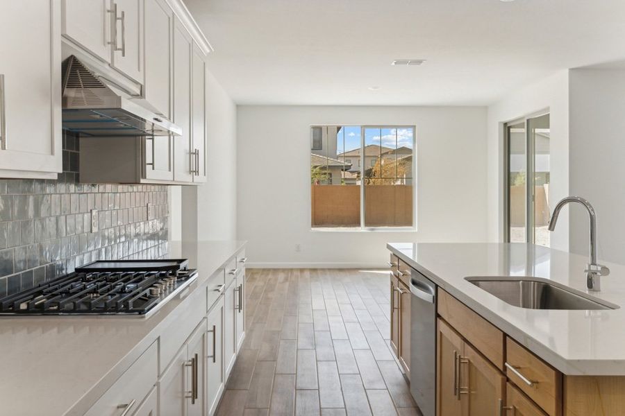 Kitchen with view to dining nook