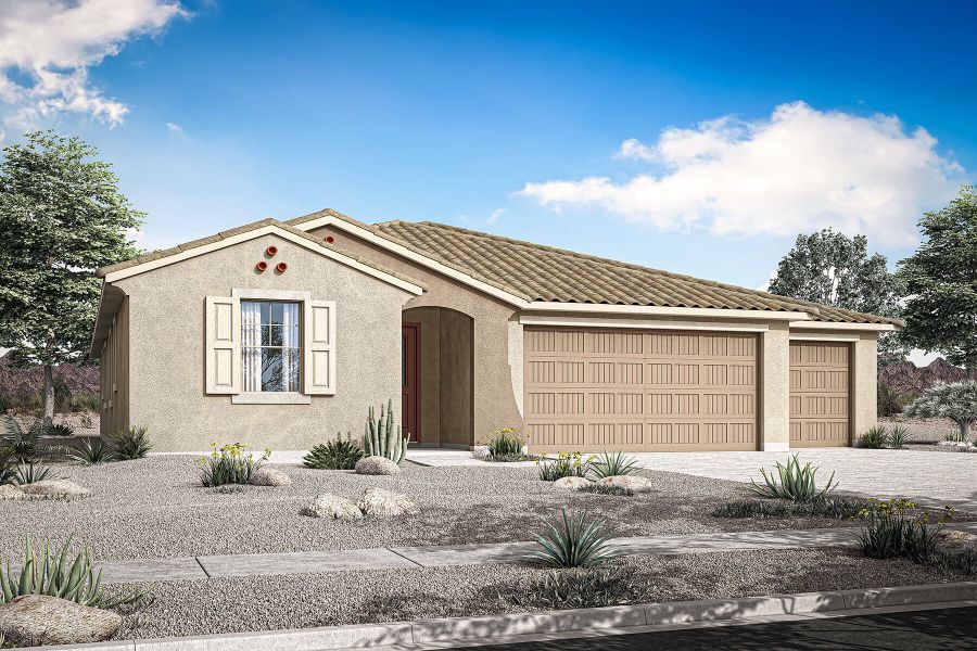 Representative exterior photo of a completed home built from the Blush by Mattamy Homes in Las Ventanas, Goodyear, AZ (Image 23). Representative exterior photo of a completed home built from the Blush by Mattamy Homes in Las Ventanas, Goodyear, AZ (Image 23).