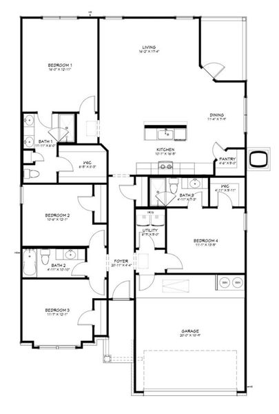 2D floor plan layout of this home in Oak Ridge, Temple, TX (Image 3). 2D floor plan layout of this home in Oak Ridge, Temple, TX (Image 3).