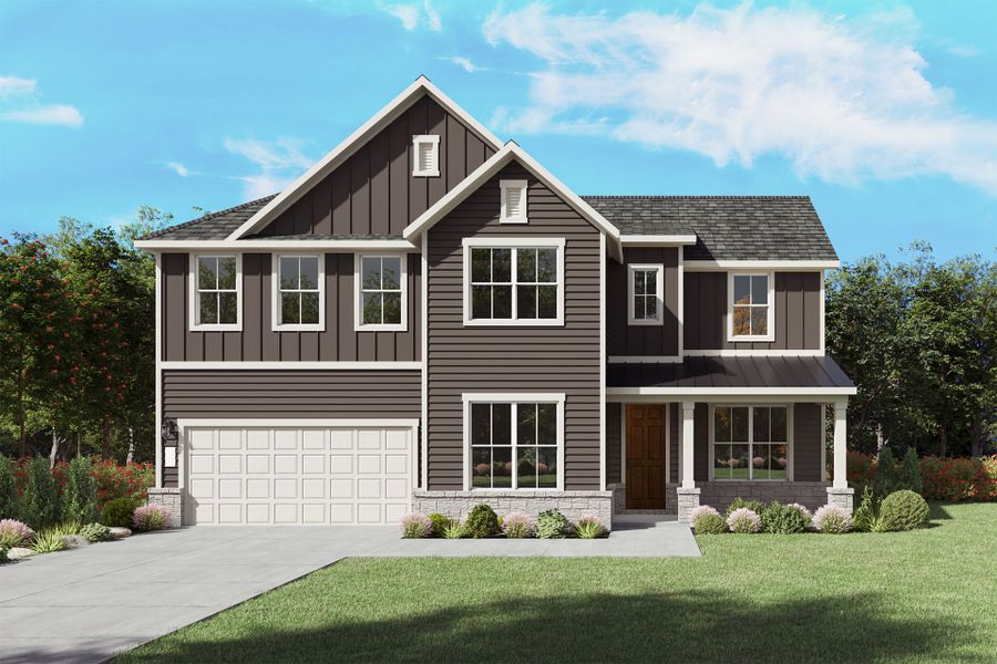 The Oglesby, a two-story new home design shown with home exterior HC 201