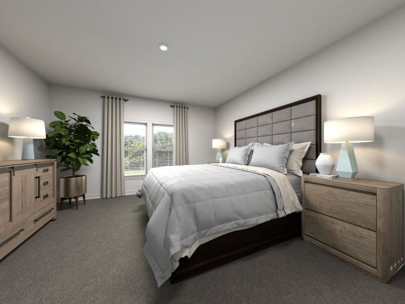 Primary bedroom in the Chandler floorplan at Meritage Homes community.
