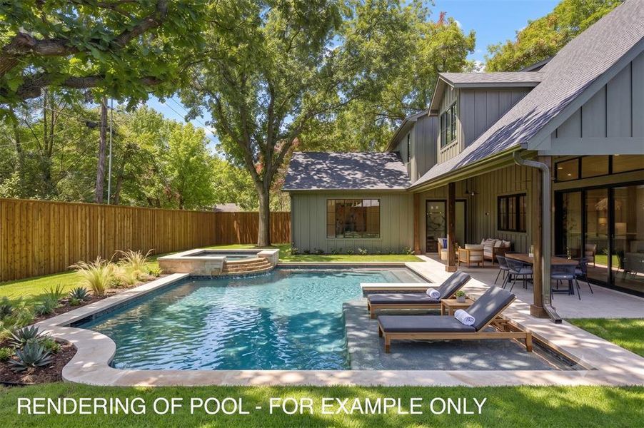 For illustrative purposes only. A pool could be added and there would still be a huge grassy area on either end. For illustrative purposes only. A pool could be added and there would still be a huge grassy area on either end.