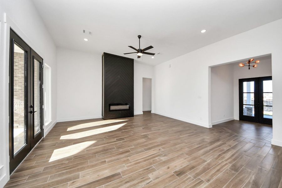 Elegant living room with cozy fireplace