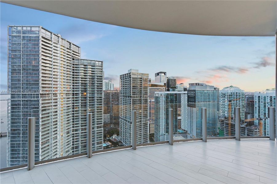 Exterior details and patio area of a home in Aston Martin Residences, Miami (Image 23).