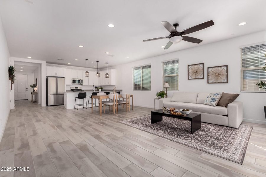 Great Room with Dining and Kitchen