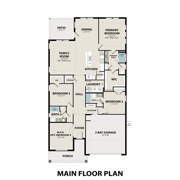 2D floor plan layout for the The Everett M by Davidson Homes LLC in Heartland, Heartland, TX (Image 2). 2D floor plan layout for the The Everett M by Davidson Homes LLC in Heartland, Heartland, TX (Image 2).