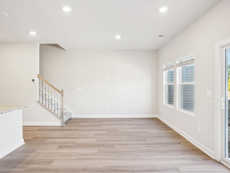 The great room offers an abundance of natural light.