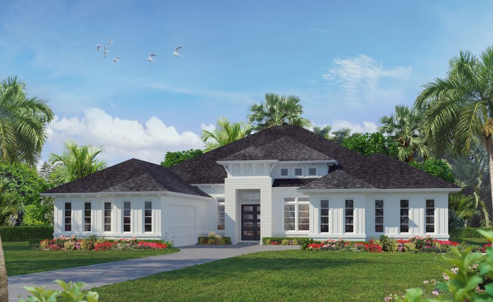 Representative exterior photo of a completed home built from the Monica by ICI Homes in Madeira at St Augustine, St. Augustine, FL (Image 4).