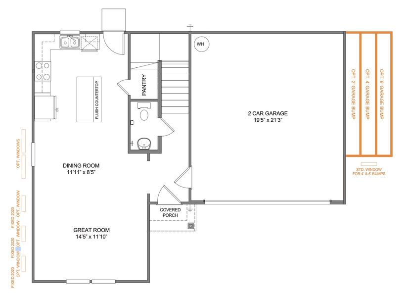 2D floor plan layout for the Charlotte by True Homes in Shay Crossing, Salisbury, NC (Image 2).