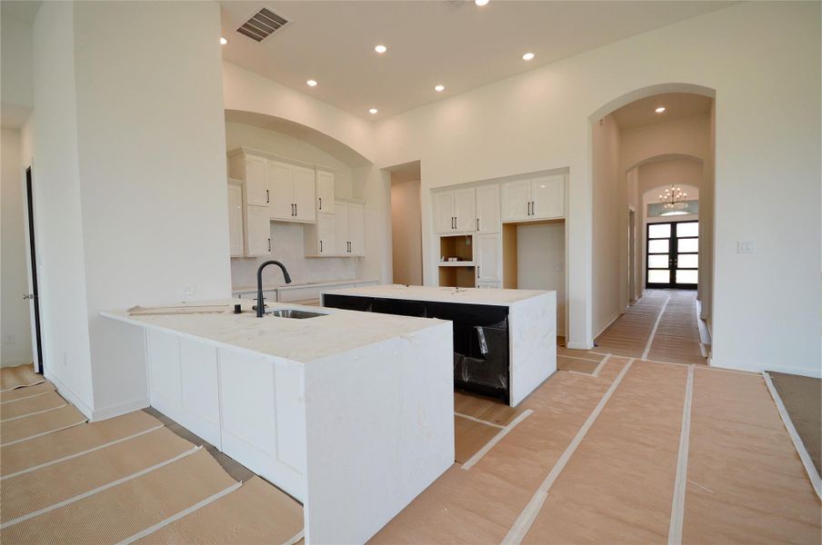 Oversized double kitchen island