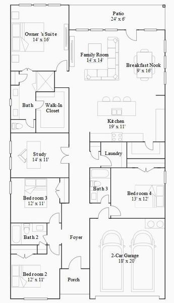 2D floor plan layout of this home in COLTON, Todd Mission, TX (Image 3).