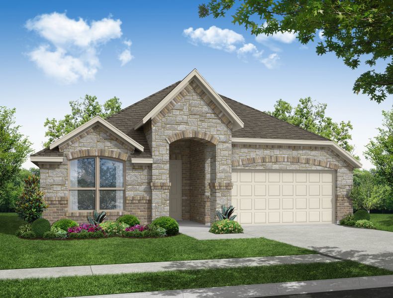 Representative exterior photo of a completed home built from the Canterbury by Impression Homes in Mercer Meadows, Royse City, TX (Image 9). Representative exterior photo of a completed home built from the Canterbury by Impression Homes in Mercer Meadows, Royse City, TX (Image 9).